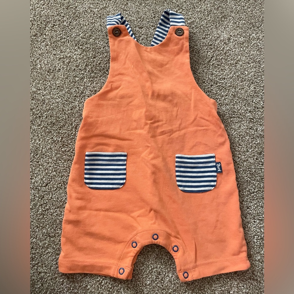Orange Kids Romper with Striped Pockets